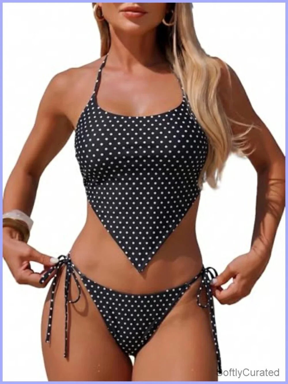 Tankini Set Y2k Swimsuit Women 2 Piece Halter Tie Side Bikini Bottom Cheeky